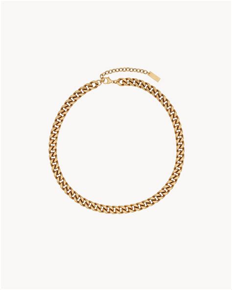 metal curb chain necklace ysl|ysl necklace.